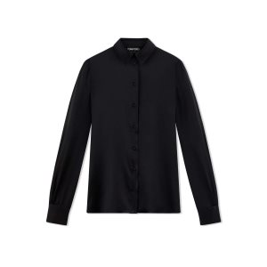 Tops Tom Ford Stretch Silk Satin Shirt Mujer Negras | 791-MNEXLV