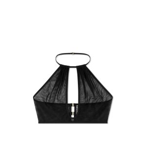 Tops Tom Ford Stretch Tulle Halter Crop Mujer Negras | 984-ATWKYH