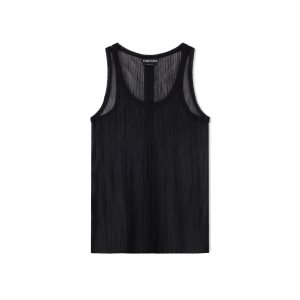 Tops Tom Ford Transparent Rib Jersey Tank Mujer Negras | 824-BALMOK