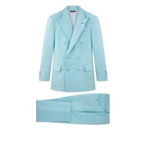 Trajes Tom Ford Techno Poplin Atticus Hombre Azules | 251-PENBGX