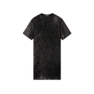 Vestido Tom Ford All Over Sequins Mini T-shirt Mujer Negras | 941-MDAJFU