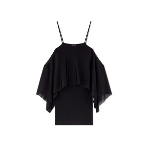 Vestido Tom Ford Compact Slinky Viscose Ruffle Mujer Negras | 278-JFBLXP