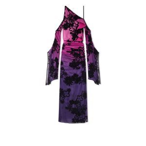 Vestido Tom Ford Floral Velvet Degrade' On Chiffon Evening Mujer Moradas | 724-RSYVIK