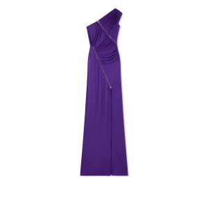 Vestido Tom Ford Glossy Viscose Jersey One Shoulder Evening Mujer Moradas | 549-MZSCAY