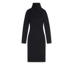 Vestido Tom Ford Lana Rib Midi Mujer Negras | 569-VUAZIG