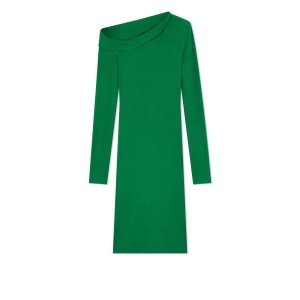Vestido Tom Ford Loose Microcosta Jersey Off The Shoulder Cocktail Mujer Turquesa Verde | 205-QXCSLI