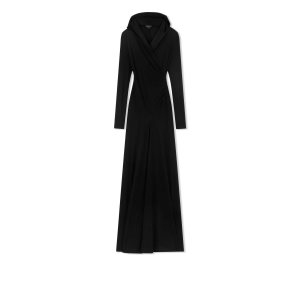 Vestido Tom Ford Loose Microcosta Jersey Encapuchado Evening Mujer Negras | 674-OSXTRY