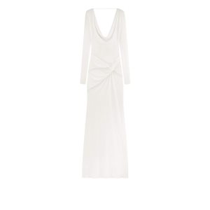 Vestido Tom Ford Microcosta Jersey Criss Cross Evening Mujer Chalk | 384-CWABUX