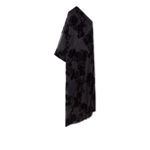 Vestido Tom Ford Primrose Floral Velvet Devore' One Shoulder Kaftan Mujer Negras | 073-QDACNS