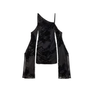 Vestido Tom Ford Primrose Floral Velvet Devore' Mini Cocktail Mujer Negras | 726-ZSIYWR