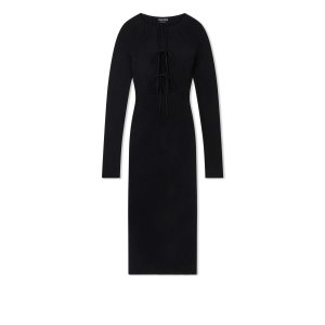 Vestido Tom Ford Silk Algodon Stretch Encaje-up Mujer Negras | 372-YIHFCE