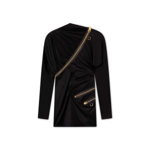 Vestido Tom Ford Slick Jersey Zipped Mini Mujer Negras | 046-WMUFXL