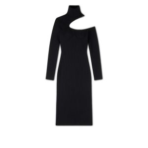 Vestido Tom Ford Stretch Lana Cut-out Below The Knee Mujer Negras | 406-VDCXKZ