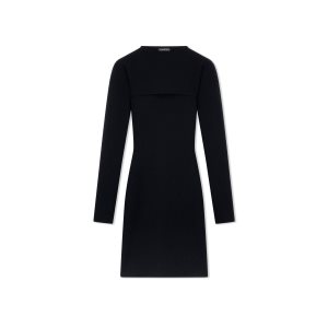 Vestido Tom Ford Stretch Lana Rib Two Pieces Mini Mujer Negras | 803-TXEMOF