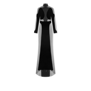 Vestido Tom Ford Viscose Velvet Long Sleeve Evening Mujer Negras | 561-BQDOWS