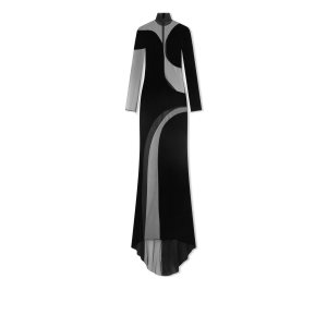 Vestido Tom Ford Viscose Velvet Long Sleeve Evening Mujer Negras | 647-EMFVRI