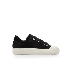 Zapatillas Tom Ford Gamuza Cuero And Shearling City Low Tops Mujer Negras | 612-FGEUXK