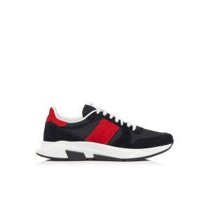 Zapatillas Tom Ford Gamuza Technical Fabric Jagga Hombre Negras Rojas Oscuro Blancas | 763-SKGNBR