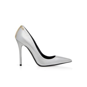 Zapatos De Salon Tom Ford Laminated Nappa Iconic T Mujer Plateadas | 109-RALXSE