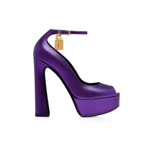 Zapatos De Salon Tom Ford Laminated Printed Lizard Padlock Peep Puntera Mujer Dahlia | 912-GTANYL