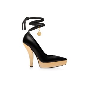 Zapatos De Salon Tom Ford Nappa Cuero Scoop Ankle Wrap Mujer Negras | 463-CPMDXA