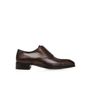 Zapatos con Cordones Tom Ford Burnished Cuero Elkan Hombre Verde Menta | 957-OQJUZG