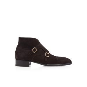 Zapatos de Vestir Tom Ford Gamuza Elkan Monk Correa Boot Hombre Verde Menta | 206-MUINGO