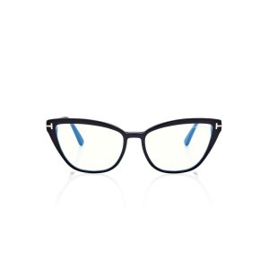 Óptico Tom Ford Blue Block Cat Eye Mujer Negras | 067-QJFIUB
