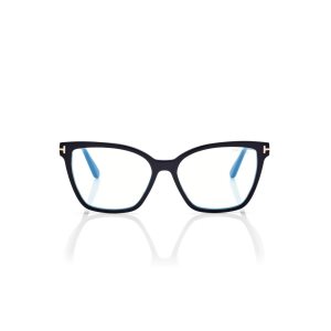 Óptico Tom Ford Blue Block Cat Eye Mujer Negras | 081-WPORFT