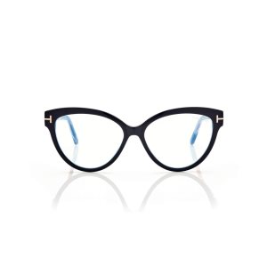 Óptico Tom Ford Blue Block Cat Eye Mujer Negras Marrones | 273-OLDFUQ