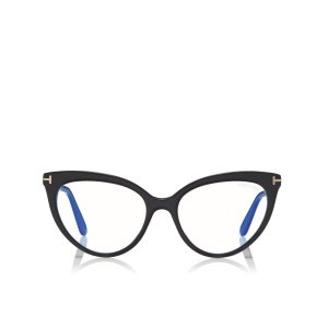 Óptico Tom Ford Blue Block Cat Eye Mujer Negras | 312-GPTRCQ