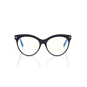 Óptico Tom Ford Blue Block Cat Eye Mujer Negras | 372-SDLYFQ