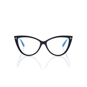 Óptico Tom Ford Blue Block Cat Eye Mujer Negras | 705-HACWEO