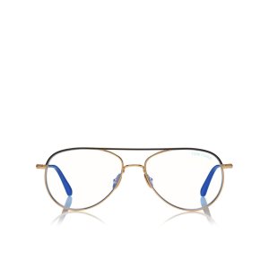 Óptico Tom Ford Blue Block Pilot Hombre Doradas | 346-SFHDMT