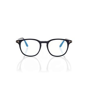 Óptico Tom Ford Blue Block Round Hombre Negras | 309-YFKXWT