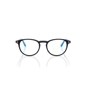 Óptico Tom Ford Blue Block Round Hombre Negras | 786-TIYXCS