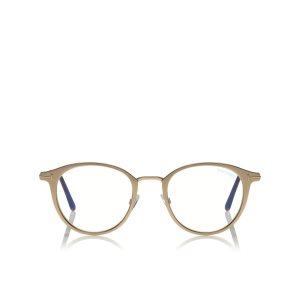 Óptico Tom Ford Blue Block Round Metal Mujer Rosas Doradas | 035-KOSWYC