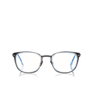 Óptico Tom Ford Blue Block Slim Rectangular Hombre Negras | 579-MFKHVE