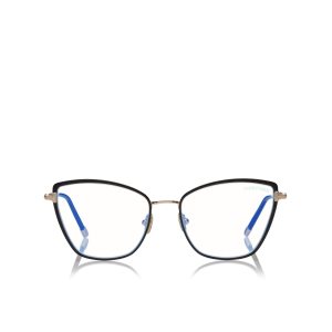 Óptico Tom Ford Blue Block Soft Cat Eye Mujer Negras | 136-NVRMXE