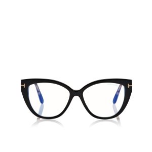 Óptico Tom Ford Blue Block Soft Cat Eye Mujer Negras Marrones | 193-SEPAIJ