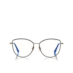 Óptico Tom Ford Blue Block Soft Cat Eye Mujer Negras Marrones | 389-QBICAG