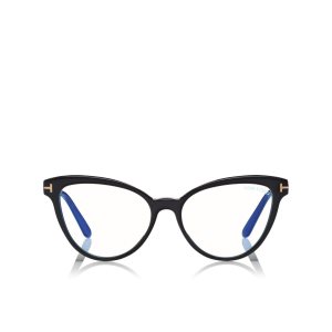 Óptico Tom Ford Blue Block Soft Cat Eye Mujer Negras | 728-GAZPQR