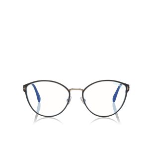 Óptico Tom Ford Blue Block Soft Round Mujer Negras Marrones | 072-GIBPRF