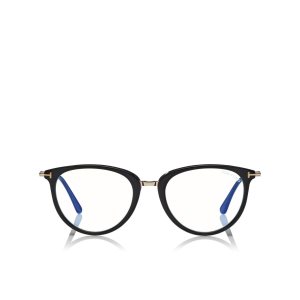 Óptico Tom Ford Blue Block Soft Round Mujer Negras | 136-SGPDQR