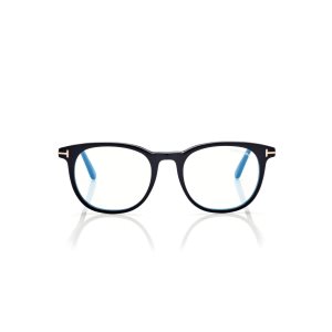 Óptico Tom Ford Blue Block Soft Round Mujer Negras | 380-VPWLQH
