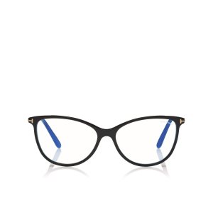 Óptico Tom Ford Blue Block Soft Round Mujer Negras | 416-HLKYIG