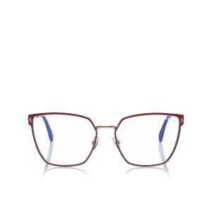 Óptico Tom Ford Blue Block Soft Square Hombre Rojas | 581-SZRMHC