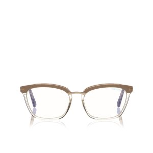 Óptico Tom Ford Blue Block Soft Square Mujer Rosas Blancas | 187-IGHJFS