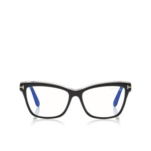 Óptico Tom Ford Blue Block Soft Square Mujer Negras | 207-PLTWES