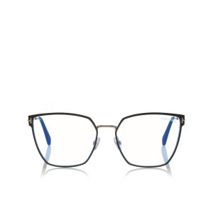 Óptico Tom Ford Blue Block Soft Square Mujer Negras | 230-QZLDBT